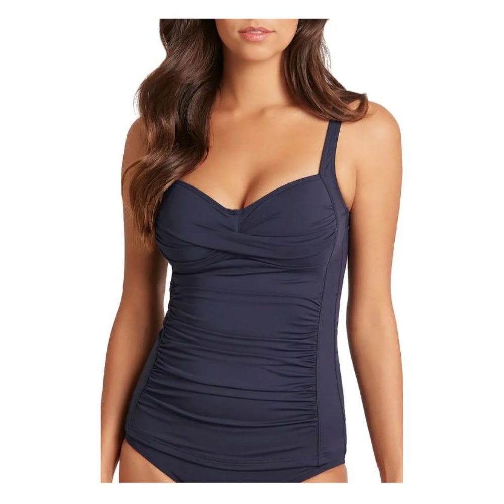 Sea Level Twist Front Tankini Top Night Sky Blue 6 8 12